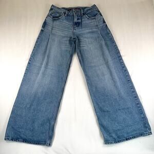 Lucky Brand Palazzo Pleated Jeans Women 2/26 Wide Leg High Rise Light Wash Denim